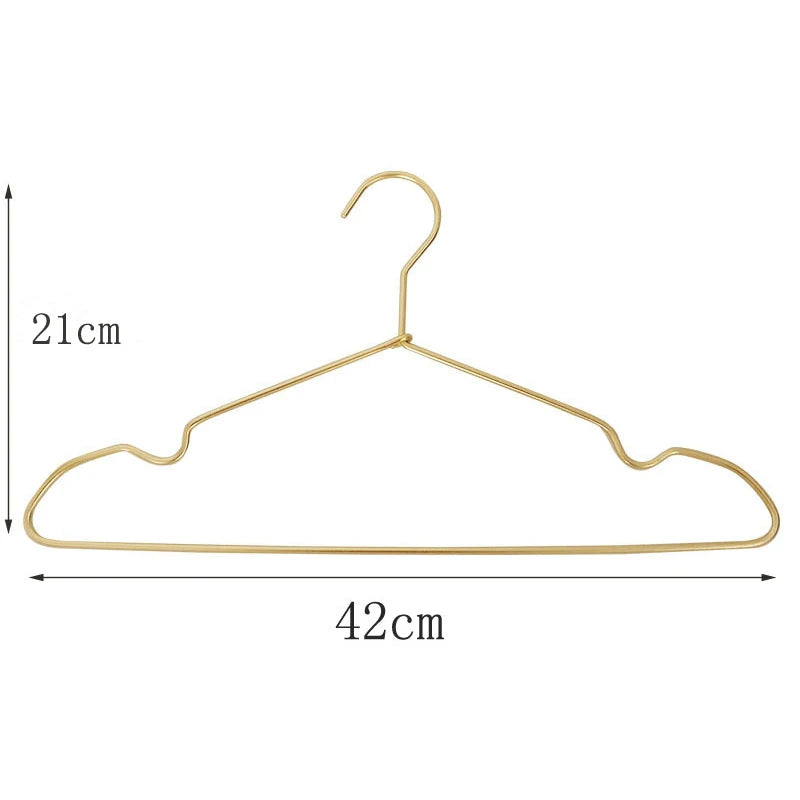 10pcs Metal Clothes Hangers Aluminum Alloy Non-Slip Adult Hanger Gold Silver Wardrobe Coat Drying Rack