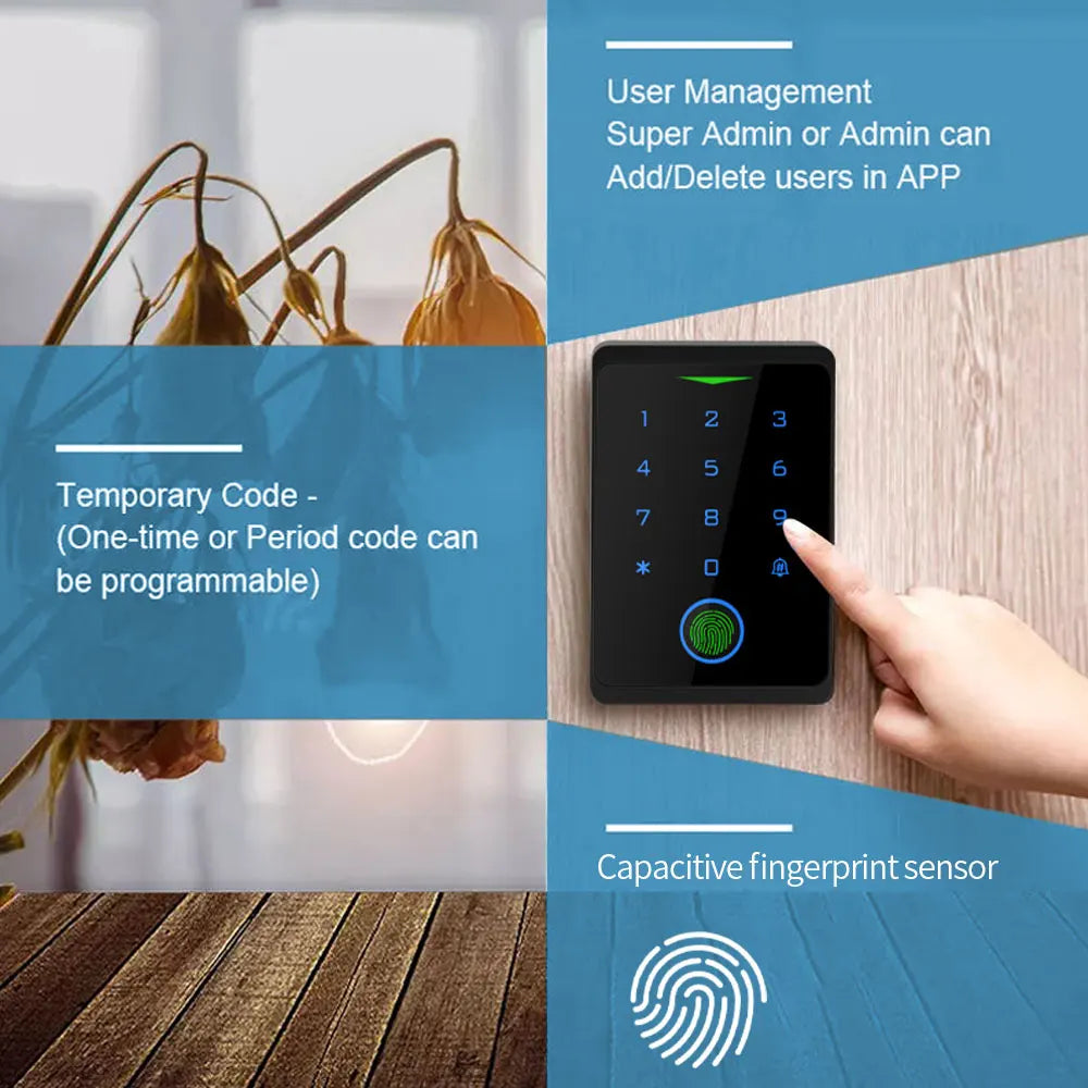 Tuya APP Door Lock IP66 Waterproof Keyless Biometric WIFI Access Control Standalone Keypad Fingerprint EM RFID Card Door Entry