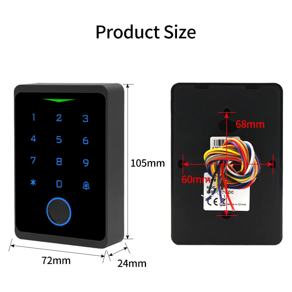 Wifi Tuya Backlit Fingerprint Door Access Keypad Waterproof RFID 125kHZ EM Card Reader for Access Control System Wiegand 26 34