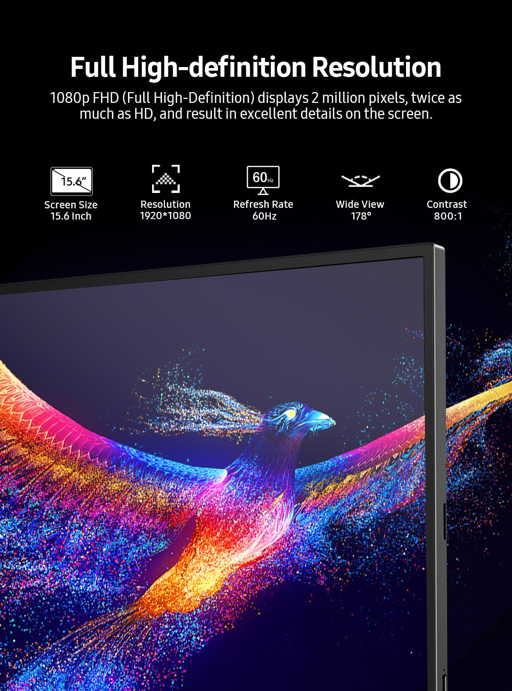 UPERFECT 15.6" Touchscreen Portable Monitor USB-C External Screen 1920*1080 FHD Computer Laptop Display With Dual Type-C Mini HD