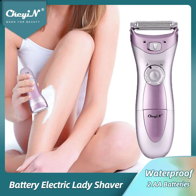 CkeyiN Battery Powered Electric Lady Shaver Waterproof Female Hair Remover Razor Instant Shaving Women Leg Armpit Hair Epilator