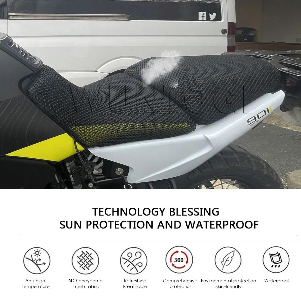 For Husqvarna Norden 901 2022 Motorcycle Seat Cover Seat Protect Cushion 3D Mesh Fabric Saddle Seat Cover Seat Protect Cushion