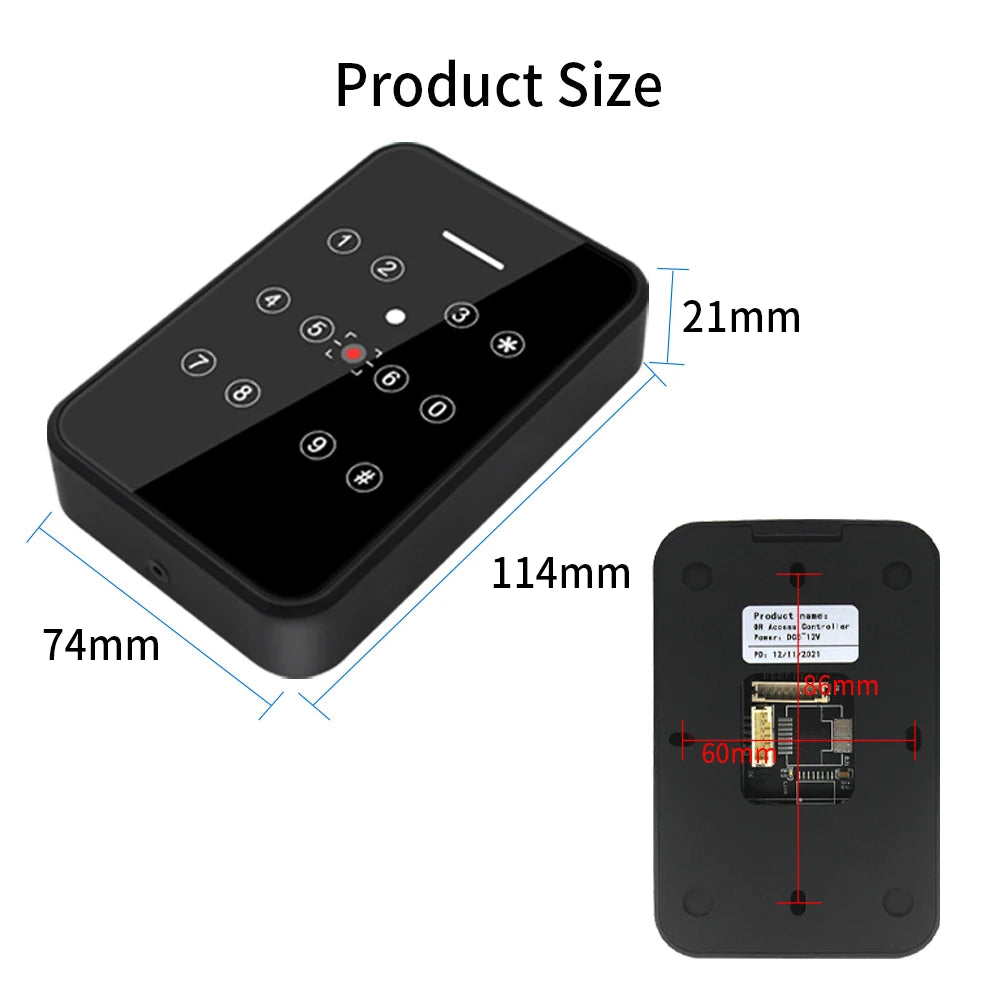 qr code Scanner NFC Reader Qrcode Access Control Keypad 13.56Mhz Rfid Card Reader RS485 TTL Wiegand Output 20000 User