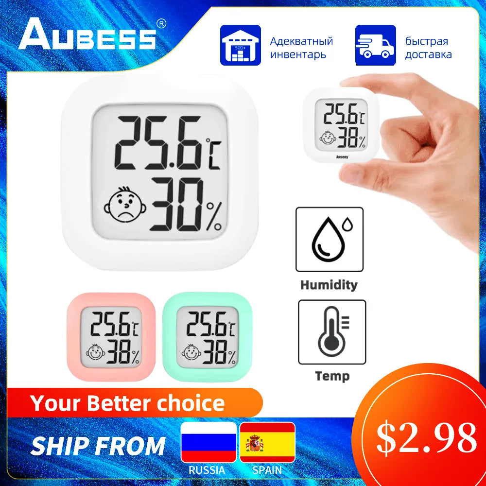 Aubess 3 Colors Humidity And Temperature Sensor,  Real-time Monitoring Smart Home Security Protection Detector No Hub Required