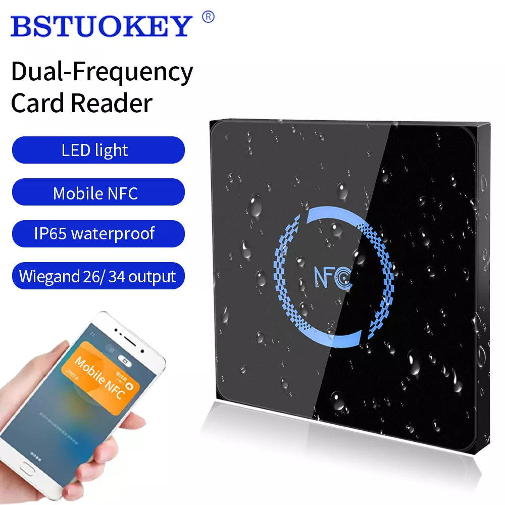 Waterproof 86*86 Door Access Control System Backlight Wiegand Slave Proximity RFID Card Reader RS485 ID IC Dual Frequency NFC