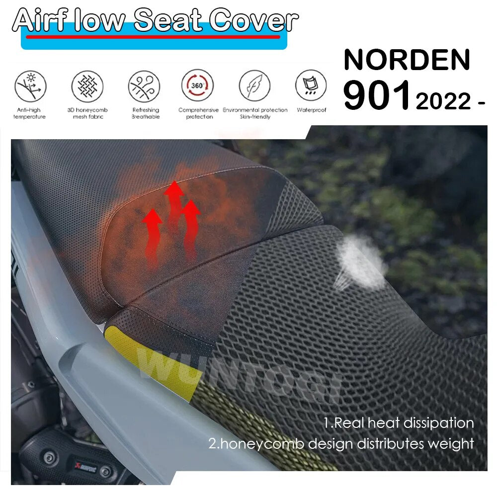 For Husqvarna Norden 901 2022 Motorcycle Seat Cover Seat Protect Cushion 3D Mesh Fabric Saddle Seat Cover Seat Protect Cushion