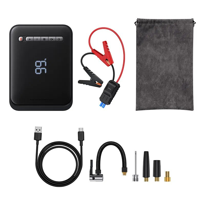 Baseus 2 in 1 Car Jump Starter Car Wireless Tire Inflator Pump Air Compressor Power Bank Potable Battery 1000A Fast Charging