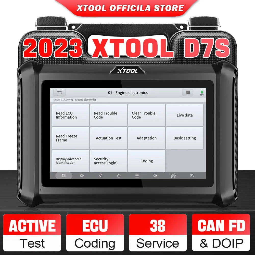 XTOOL D7 D7S Automotive All System Diagnostic Tool ECU Coding Key Programmer Active Test with 38 Reset Functions CAN FD & DOIP