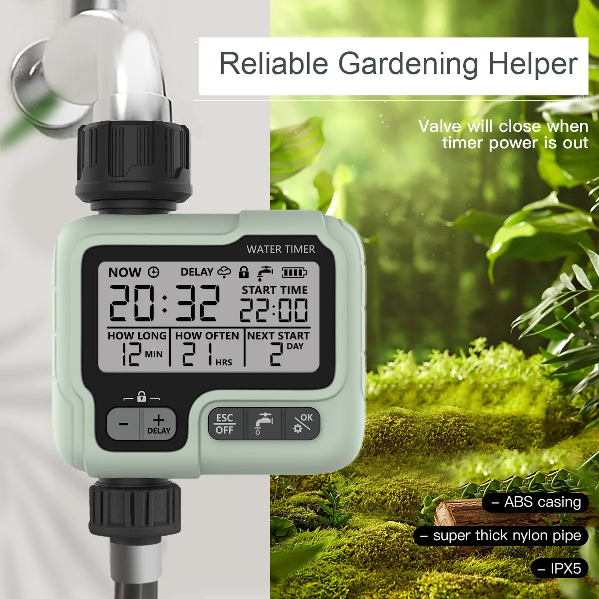 Eshico HCT-322 Automatic Water Timer Garden Digital Irrigation Machine Intelligent Sprinkler Used Outdoor to Save Water&Time