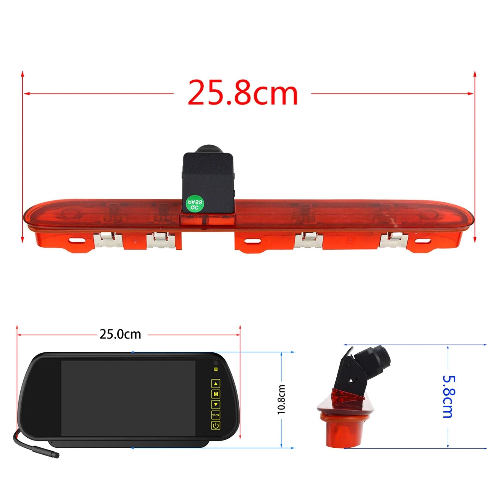 EnruigeOK Car Reversing Brake Light Camera Parking Camera Surveillance Kit With 7 inch Mirror Monitor for Peugeot Expert