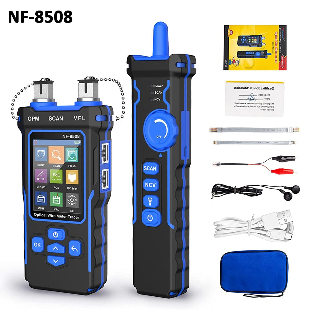 NOYAFA NF-8508 Cable Tracker LCD Display Network Tools Measure Length Wiremap Tester PoE Checker Optical Power Meter