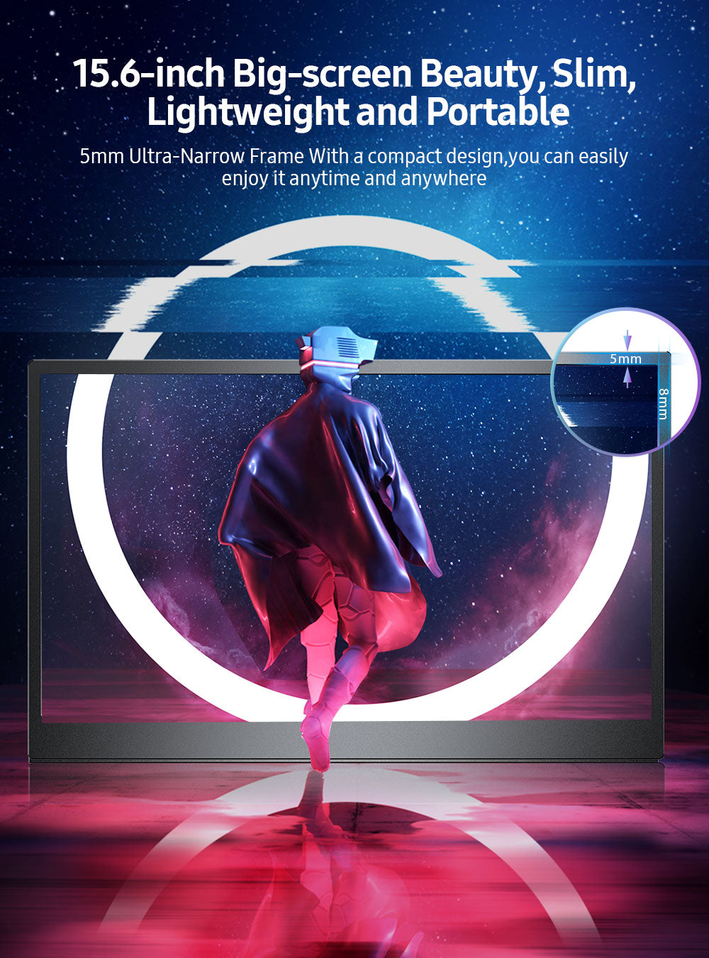 UPERFECT 15.6" Touchscreen Portable Monitor USB-C External Screen 1920*1080 FHD Computer Laptop Display With Dual Type-C Mini HD