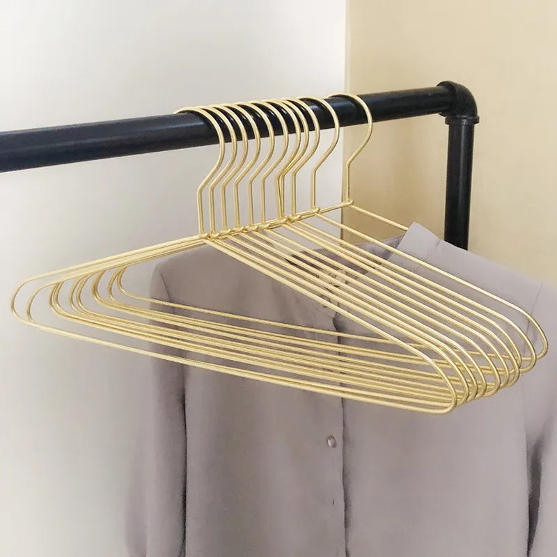 10pcs Metal Clothes Hangers Aluminum Alloy Non-Slip Adult Hanger Gold Silver Wardrobe Coat Drying Rack