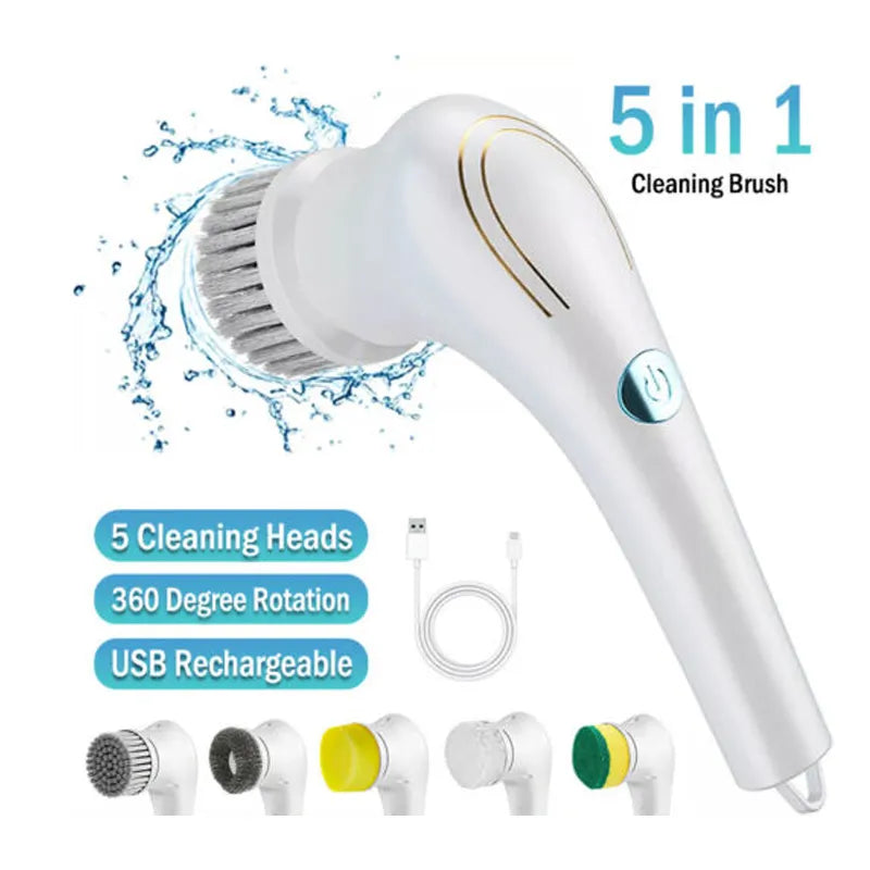 Electric Cleaning Brush Bathroom Wash Brush Multifunctional Kitchen Cleaning Tool USB Rechargeable for Bathroom Kitchen Tool