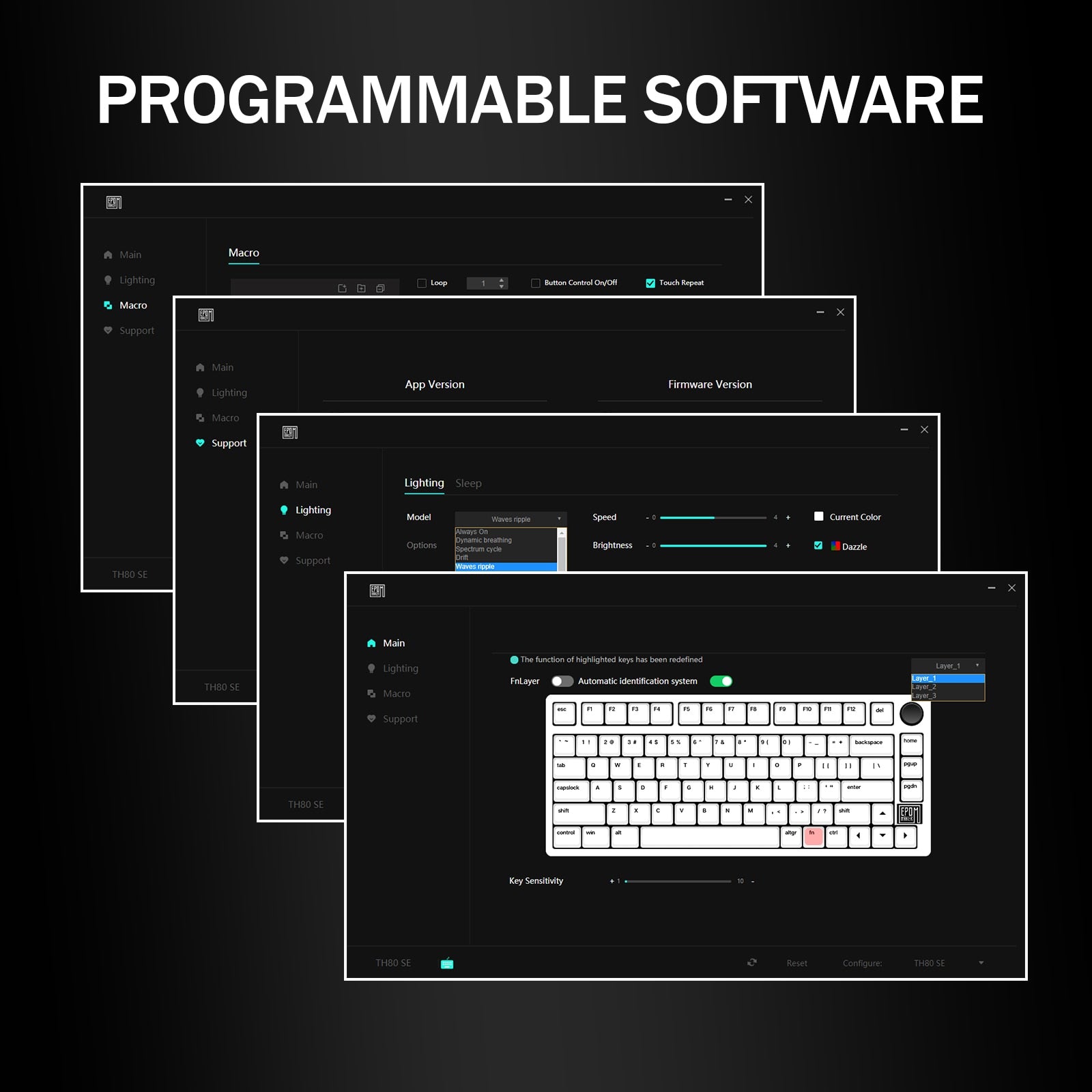EPOMAKER TH80 SE Gasket 75% Mechanical Keyboard NKRO Hot Swappable North-facing RGB 2.4Ghz/Bluetooth 5.0/Wired Keyboard