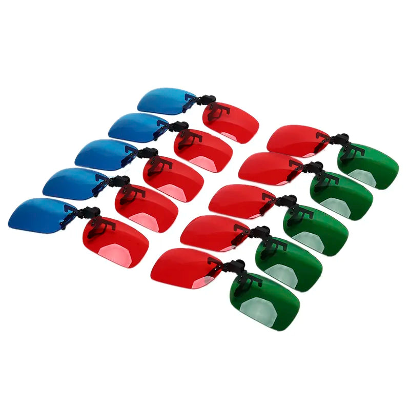 1/2Pcs Red and Cyan Glasses Fits over Most Prescription Glasses for 3D Movies, Gaming and TV (1x Clip On ; 1x Anaglyph style)