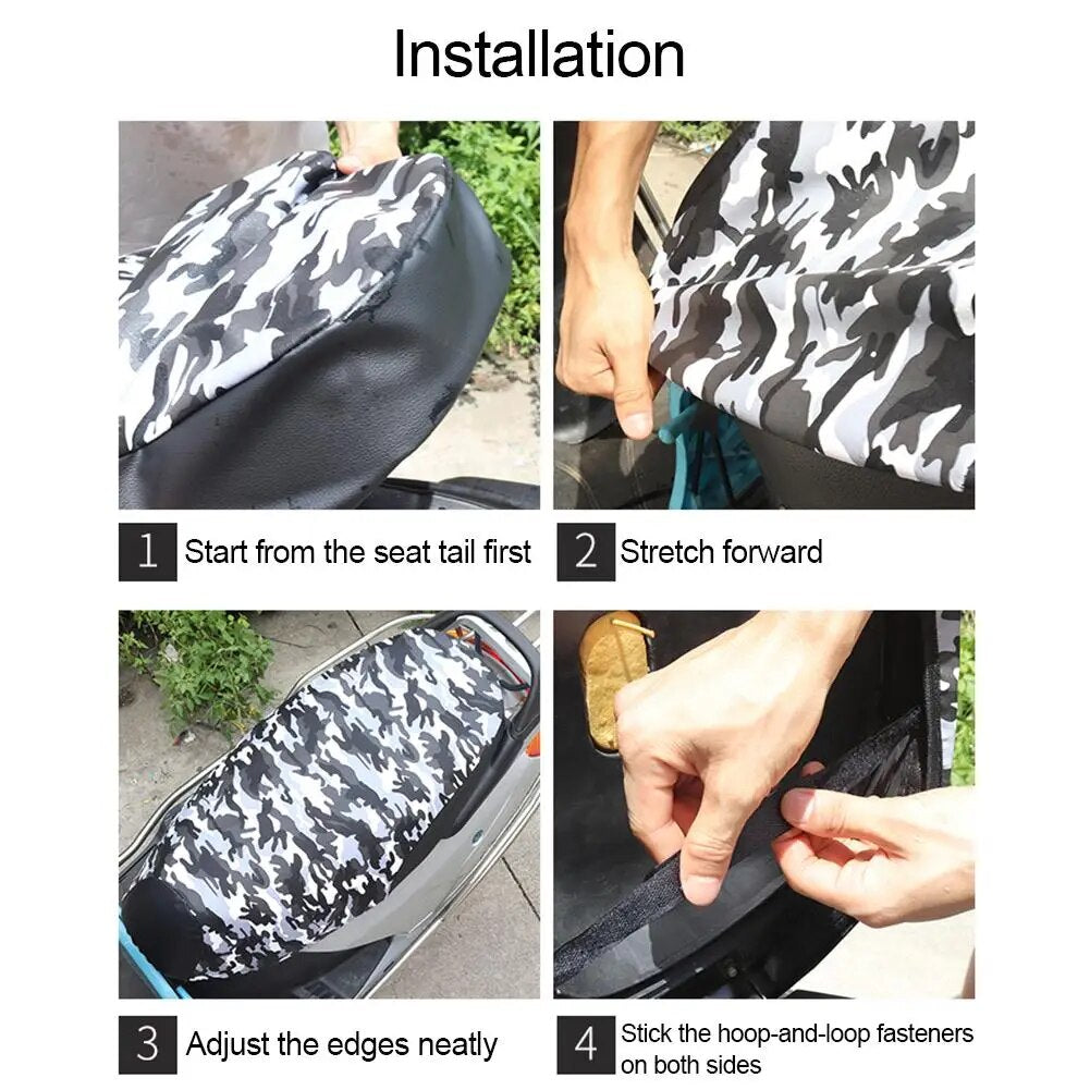 S-2XL Scooter Motorcycle Seat Cover Wear-resistant Waterproof Insulation Sunscreen Anti-slip Cushion Cover Protector Camouflage