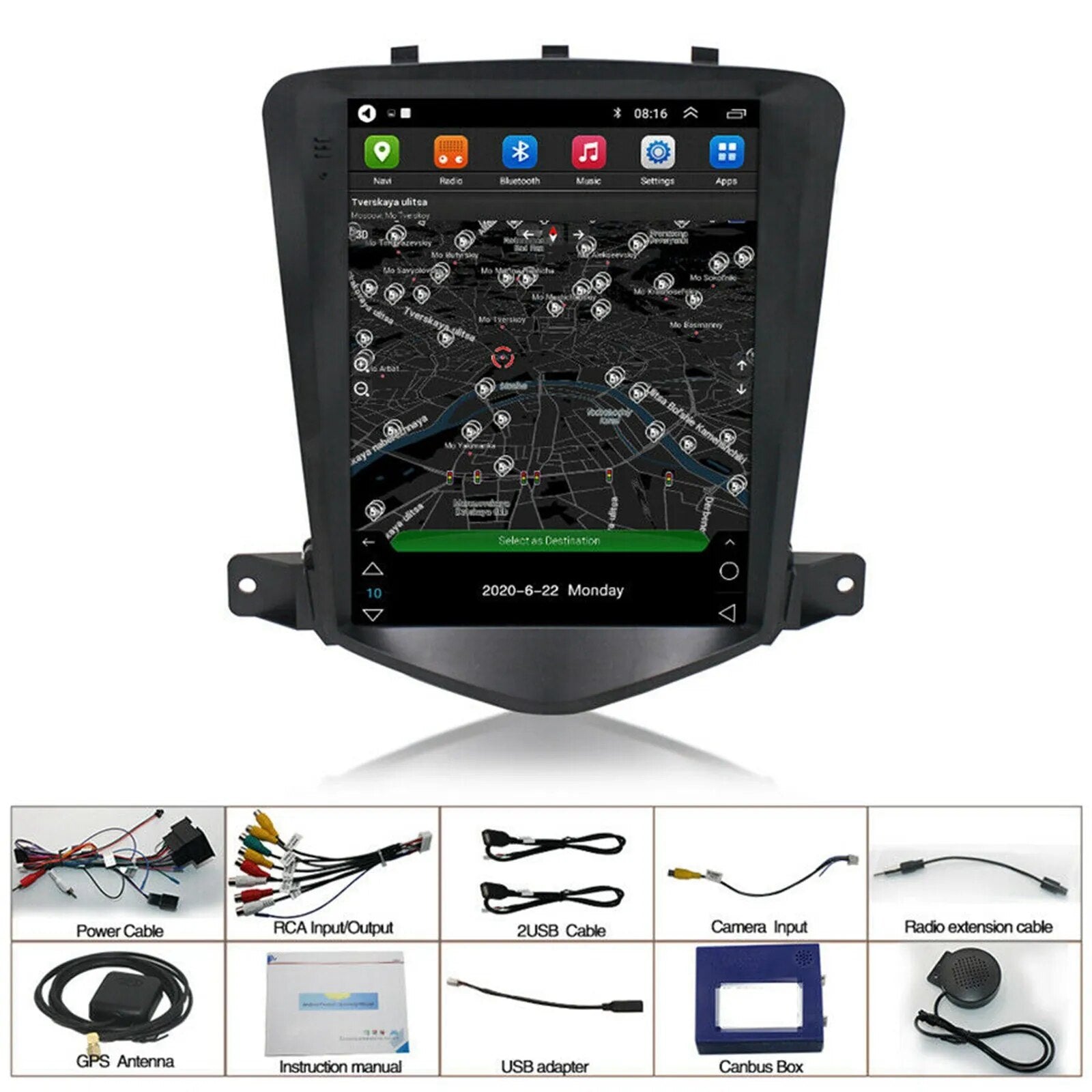 For 2009-14 Chevy Cruze 9.7'' Vertical Android 10.1 Car Radio Multimedia Head Unit Player GPS Wifi Quad-Core 4+64G