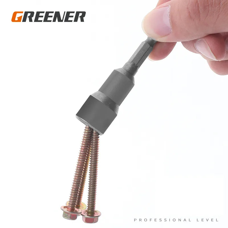 GREENER 1pc 6mm-19mm Strong Magnetism Hex Socket Sleeve Nut Lengthened Electric Drill Electric Wrench Sleeve Head Hand Tools