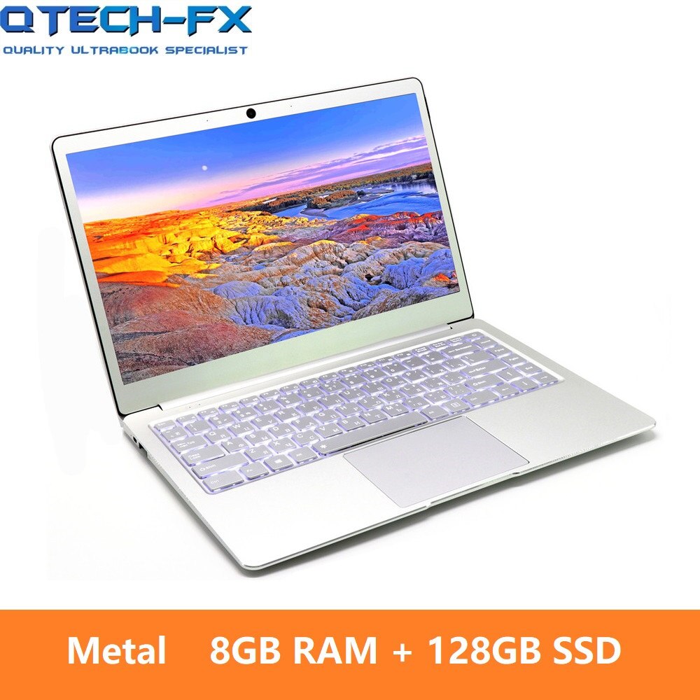 Metal Ultrabook SSD 256GB 512GB RAM 8GB Pink 14" CPU Intel 4 Core Windows Office Arabic French Spanish Russian Keyboard Backlit