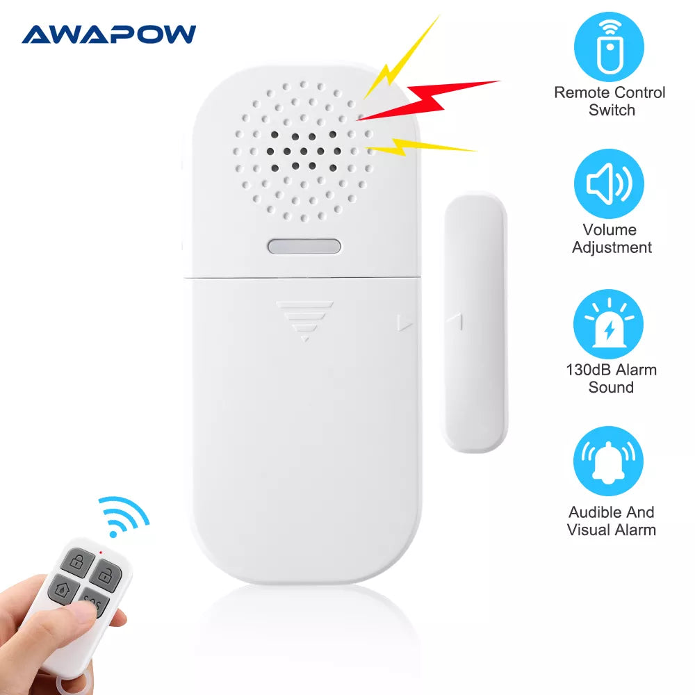 Awapow Wireless Door Window Magnetic Sensor Alarm 130dB Anti-theft With Remote Control Detectors Home Security Alarm System