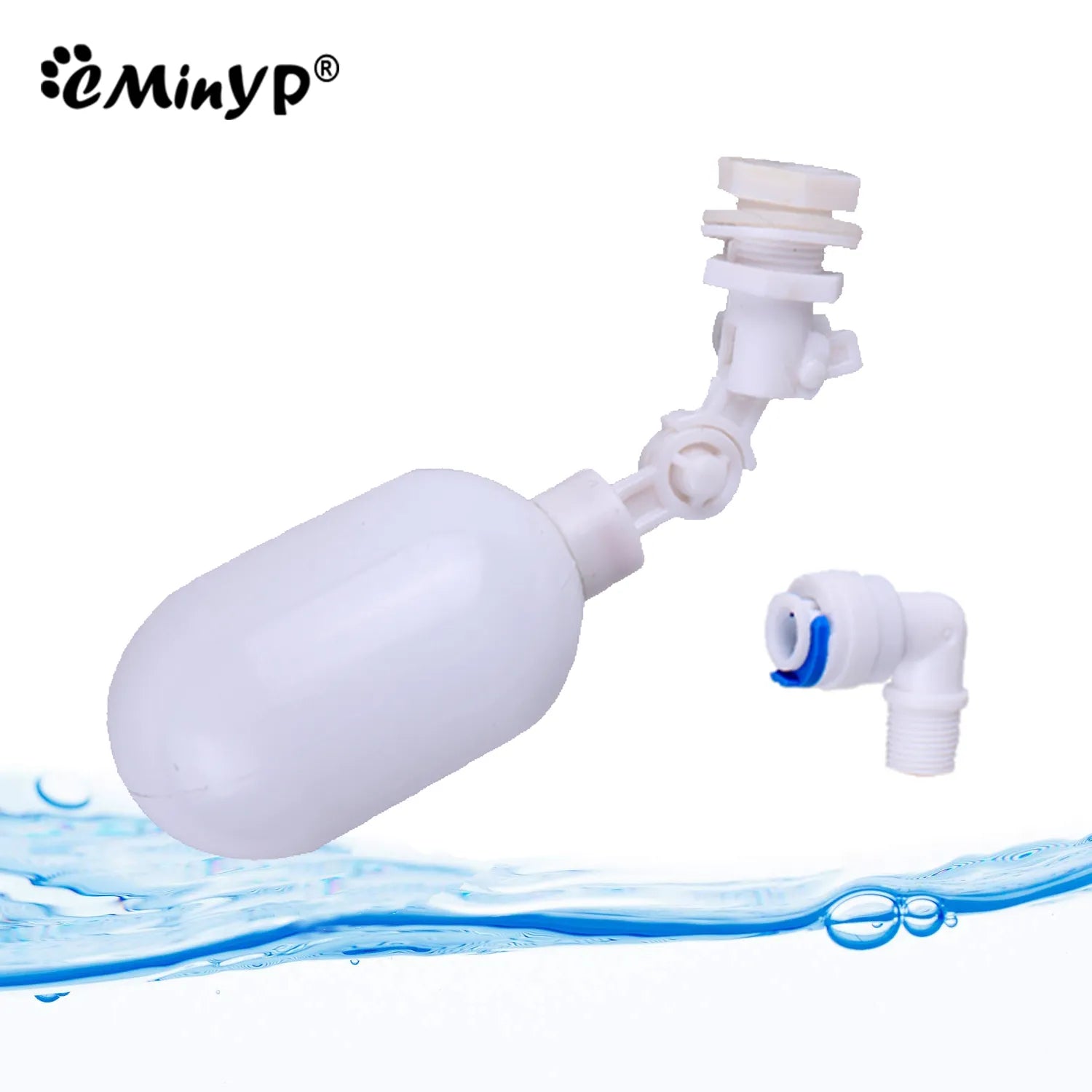 1/4 Inch Float Ball Valve For RO Water Purifier Aquarium Auto Water Changer Float Valve Plastic White Water Level Controller