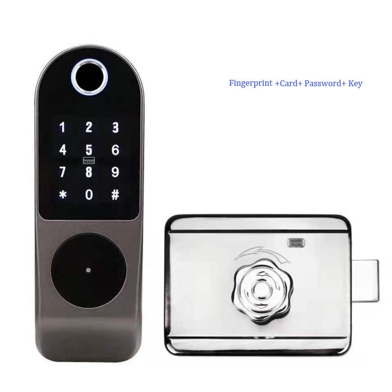Tuya App Smart Lock Double Side Fingerprint Lock Waterproof Security Home Lock Digital Password RFID Keyless Entry Door Lock