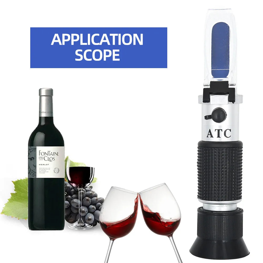 Handheld Alcohol Sugar Refractometer Wine Concentration Meter Densitometer 0-25% Alcohol Beer 0-40% Brix Grapes Refractometer