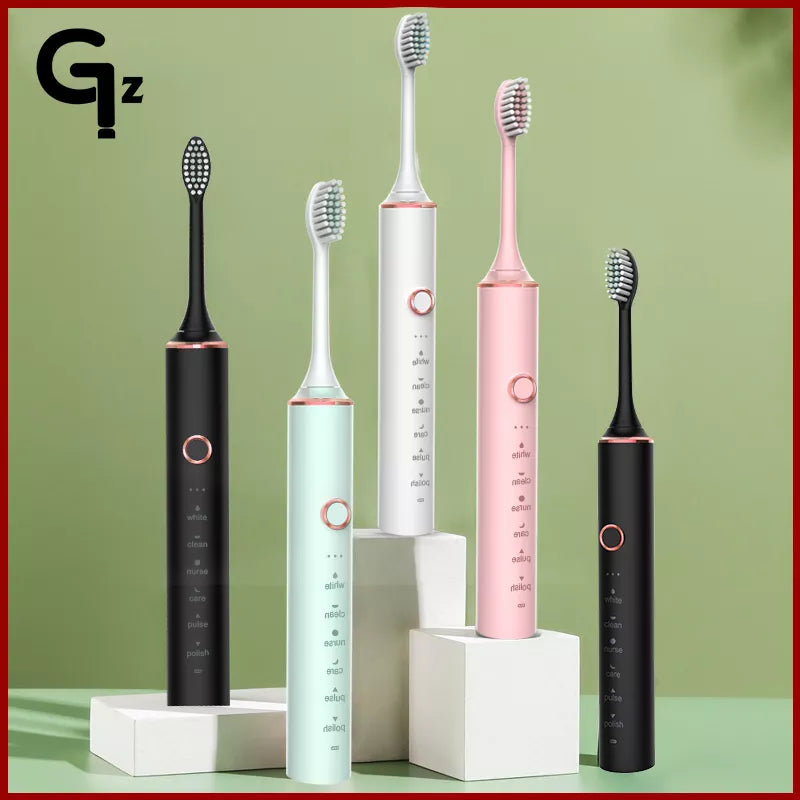 New 2023 N100 Sonic Electric Toothbrush Adult Timer Brush 6 Mode USB Charger Rechargeable Tooth Brushes Replacement Heads Set