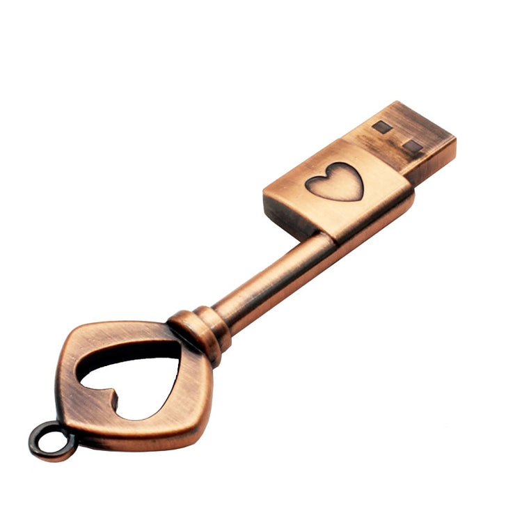 JASTER Copper love heart shaped key usb flash drive pendrive pen drive 4gb 16gb 32gb 64gb metal keys memory Stick wedding gift