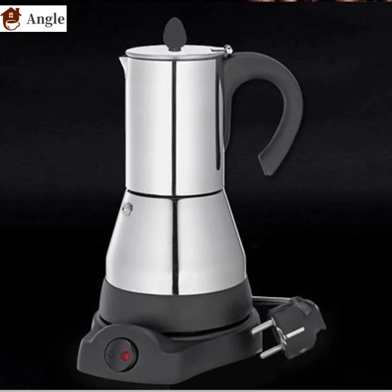 6cups/300ml Electric Coffee Geyser Maker 304 Stainless Steel Moka Pot Mocha coffe Machine Espresso Maker