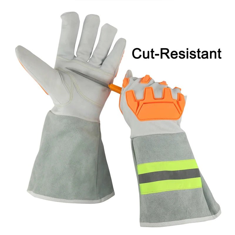Anti-Cutting Fire-Proof Anti-Collision Sheepskin Welding Barbecue Handling High Temperature Resistant Labor Protection Gloves