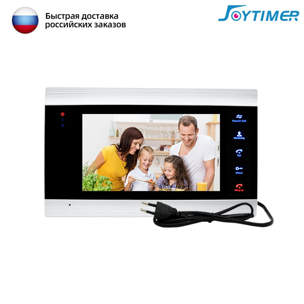 Joytimer Home Video Intercom 1200TVL Video Doorbell Camera for Apartment 7 Inch Monitor Support one-key Unlock, Motion Detection