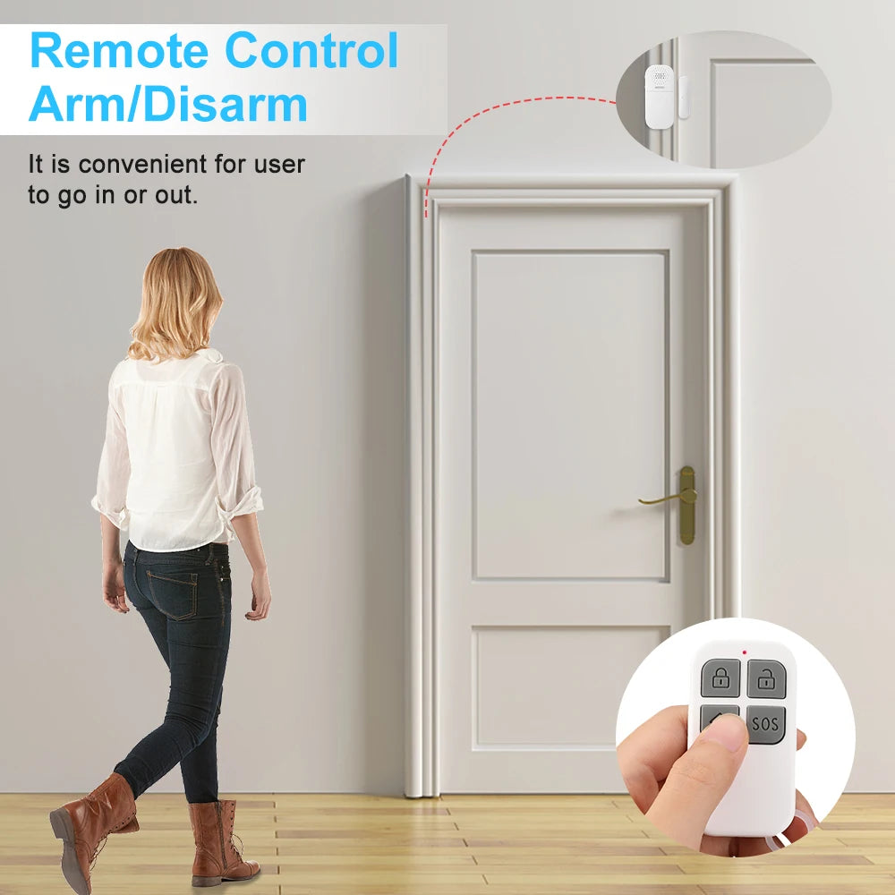 Elecpow 130DB Wireless Door Window Entry Security Burglar Sensor Alarm PIR Magnetic Smart Home Garage System Remote Control Led