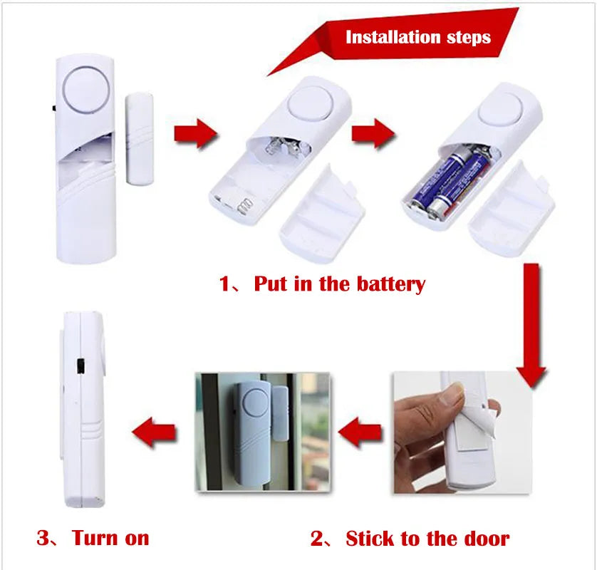 1 Pcs New Longer Door Window Wireless Burglar Alarm with Magnetic Sensor Home Safety Wireless Longer System Security Device 90dB