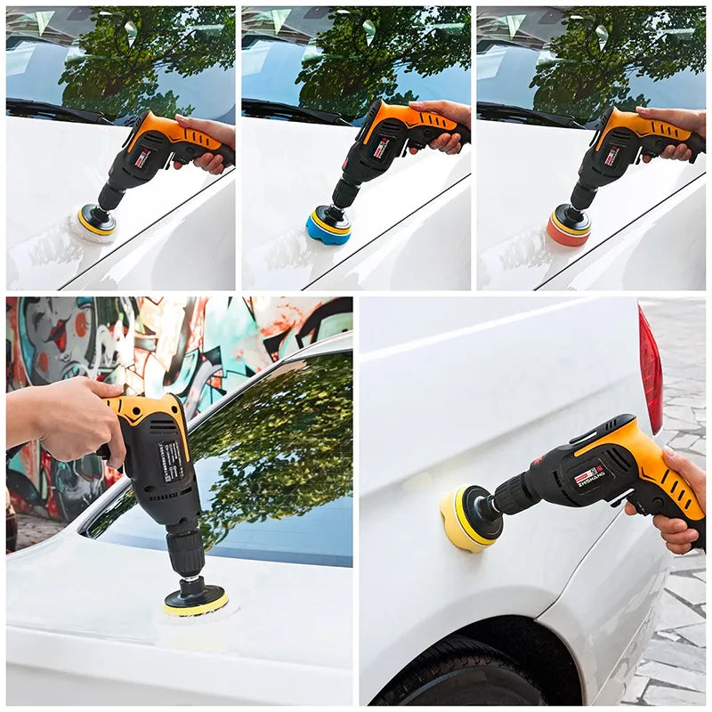 11pcs 3inch Buffing Sponge Pad Set Car Polishing Disc Auto Buffing Waxing Sponge Car Polisher Drill Adapter Cleaning Tool