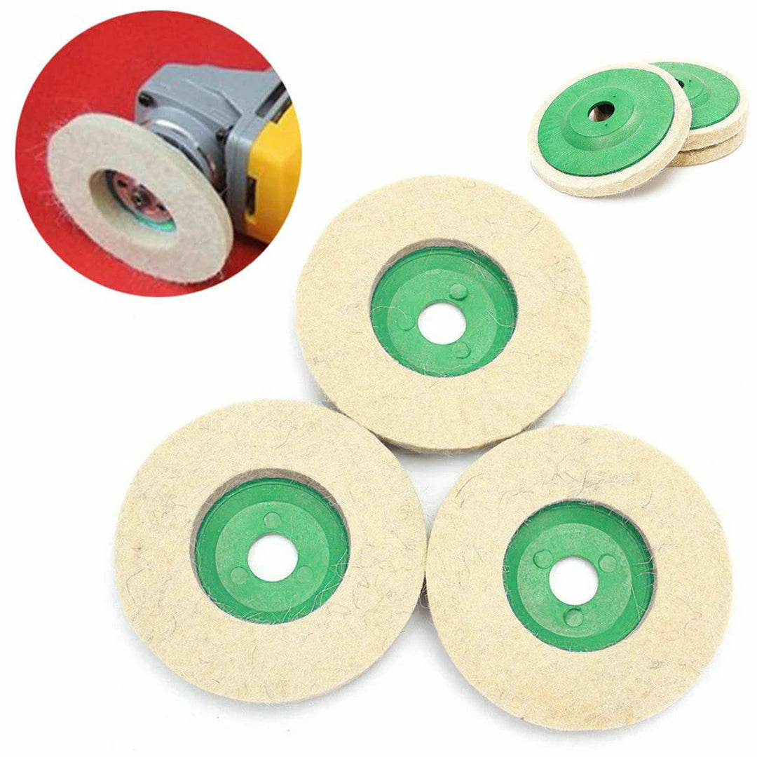 10pcs/set Round Durable Wool Grinding Pad 100mm Polishing Poly Strip Disc Paint Wheel Felt Buffer Disc Grinding Buffing Tool