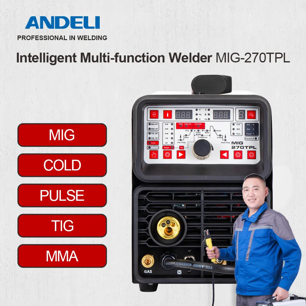 ANDELI 220V 4 in 1 MIG-270TPL MIG MAG TIG MMA Pulse Cold MIG Welding Machine TIG Welding Machine MIG Welder TIG Welder DC TIG