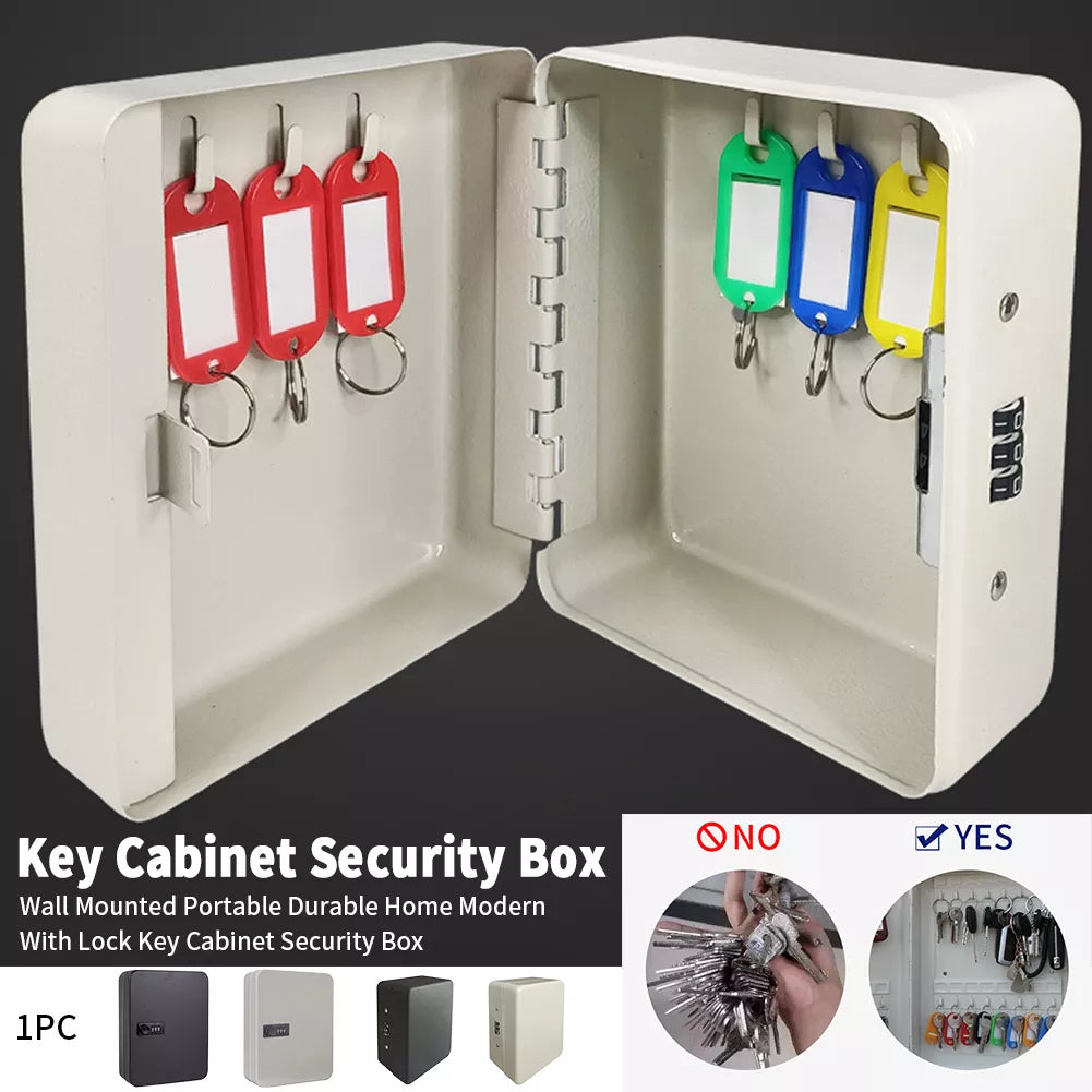 Storage Organizer Key Cabinet Security Box Durable Multifunction With Lock Office Wall Mounted Metal Colorful Tags Home Portable