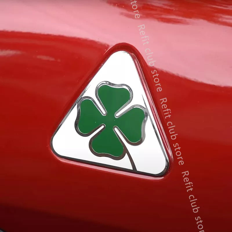 1 Pair Aluminum Fender Decoration Stickers Four Leafs Clover For Alfa Romoe Giulia Stelvio Exterior Stickers Car Accessories