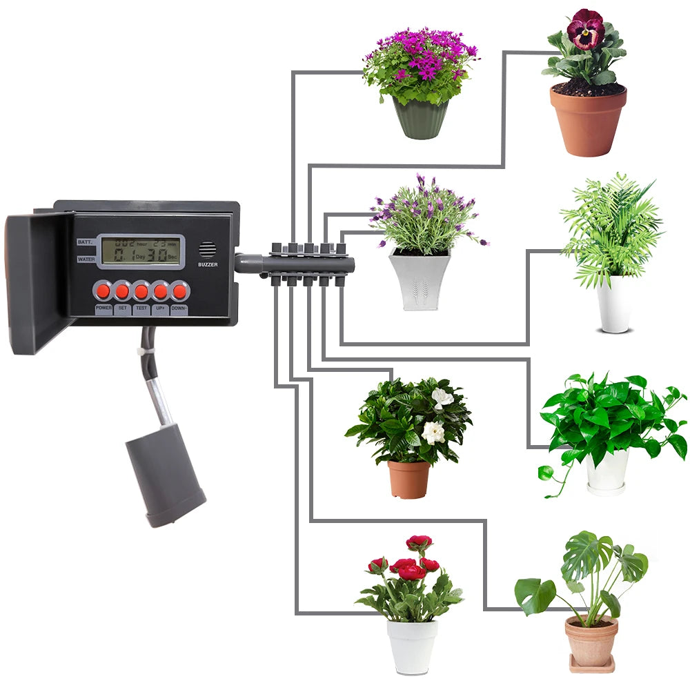 Garden Automatic Pump Drip Irrigation Watering Kits System Sprinkler with Smart Water Timer Controller for Bonsai Plant #22018