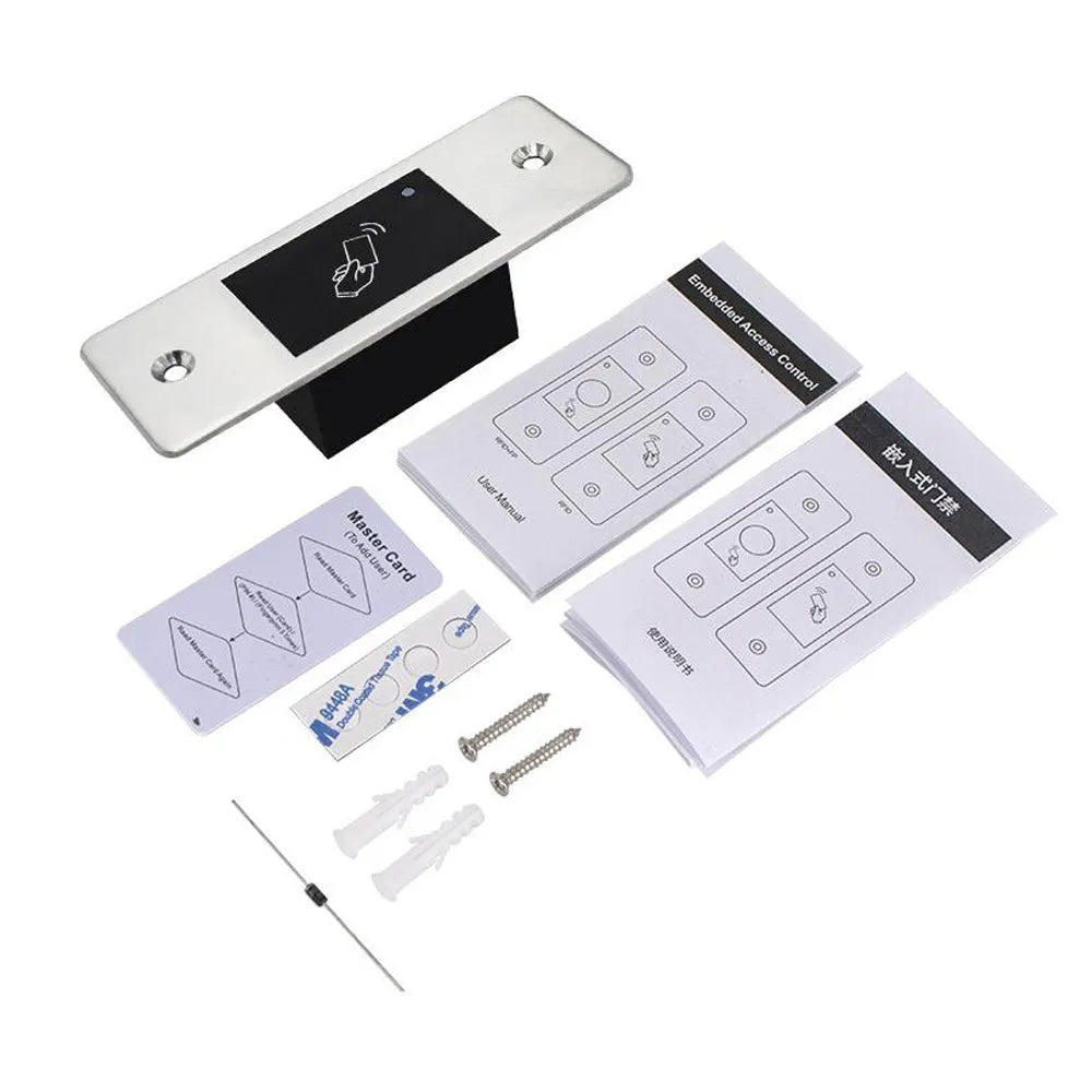 12V DC RFID Reader Keyless Door Opener Metal  Access Control Keypad 800 Users Mini  IP66 Waterproof Embedded Fingerprint Reader