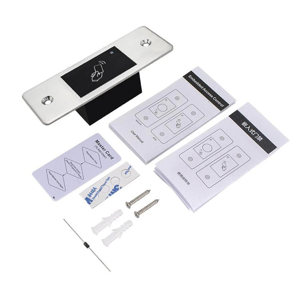 12V DC RFID Reader Keyless Door Opener Metal  Access Control Keypad 800 Users Mini  IP66 Waterproof Embedded Fingerprint Reader