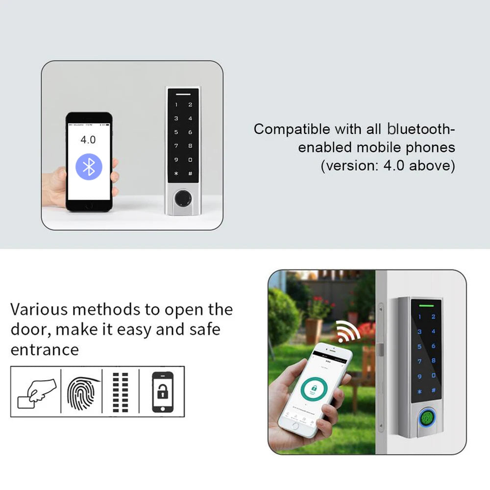 1000 User Bluetooth V4.0 125Khz Access Controller Fingerprint Sensor IP66 Waterproof Tuya APP Access Control System