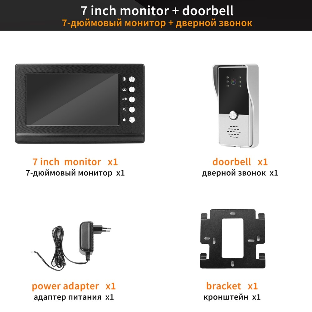 Homefong Video Intercom Wired,Outdoor Doorbell Camera Monitor 7 Inch Screen,Street Call Panel Door Phone Home Security System