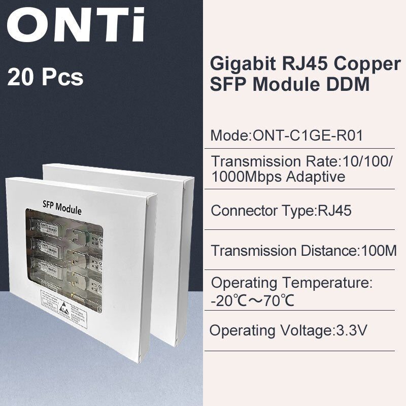 ONTi Gigabit RJ45 SFP Module 1000Mbps SFP Copper RJ45 SFP Transceiver Module Compatible for Cisco/Mikrotik Ethernet Switch