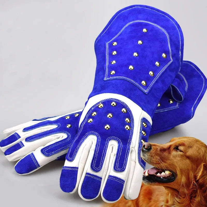 Anti-bite Gloves Thicken Cowhide Animal Training Feeding for Dog Cat Snake Eagle Anti-scratch Safety Gloves Hand Protection