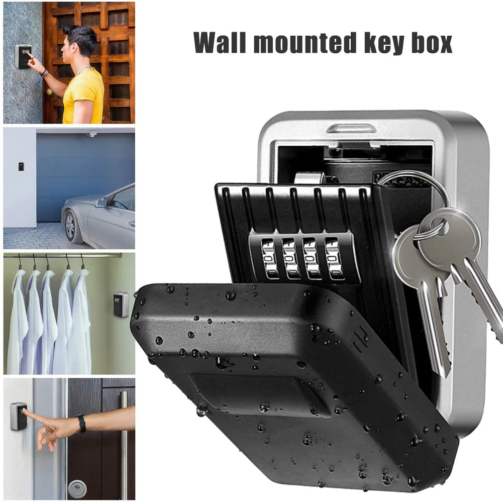 Waterproof Wall Mount Key Storage Secret Box Organizer 4 Digit Password Security Lock No Key Home Office Safe Box caja fuerte