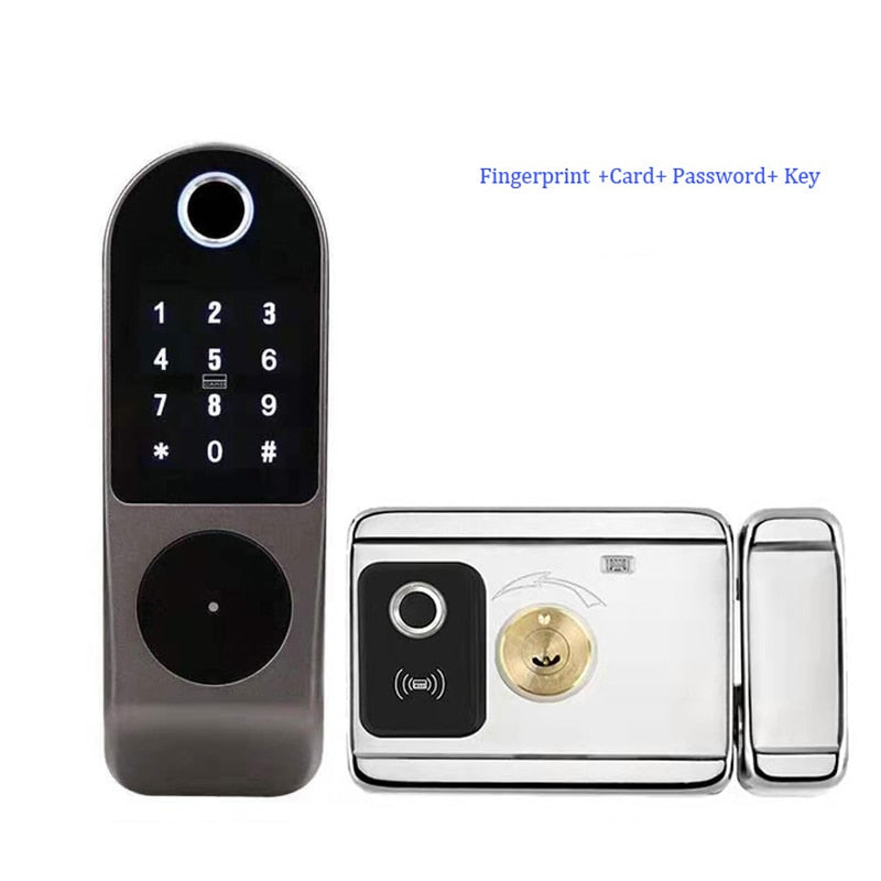 Tuya App Smart Lock Double Side Fingerprint Lock Waterproof Security Home Lock Digital Password RFID Keyless Entry Door Lock