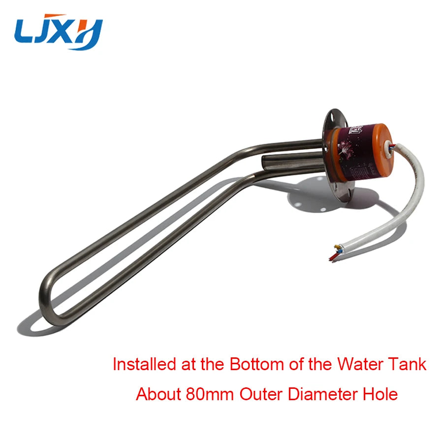 LJXH 80mm Flange Bottom Inserted Solar Water Heater Electric Heating Tube 1500W Anti-dry Heating with Temperature Control